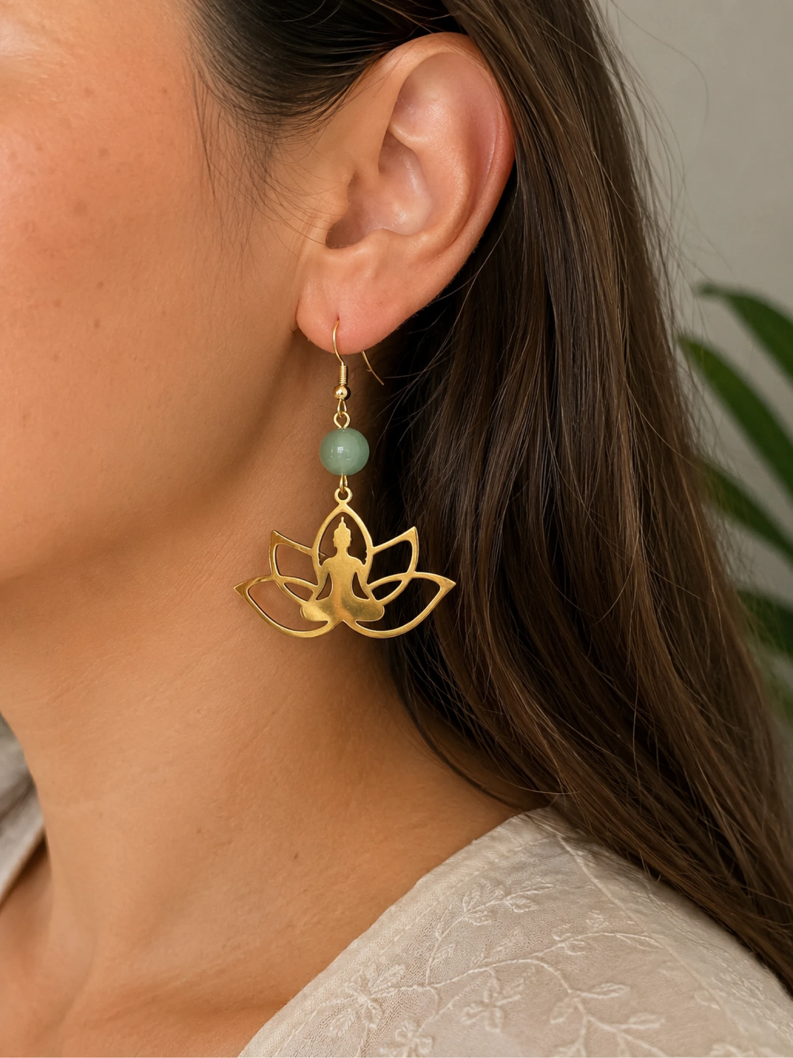 Boucles d’oreilles Bouddha et Lotus effet miroir – photo 2
